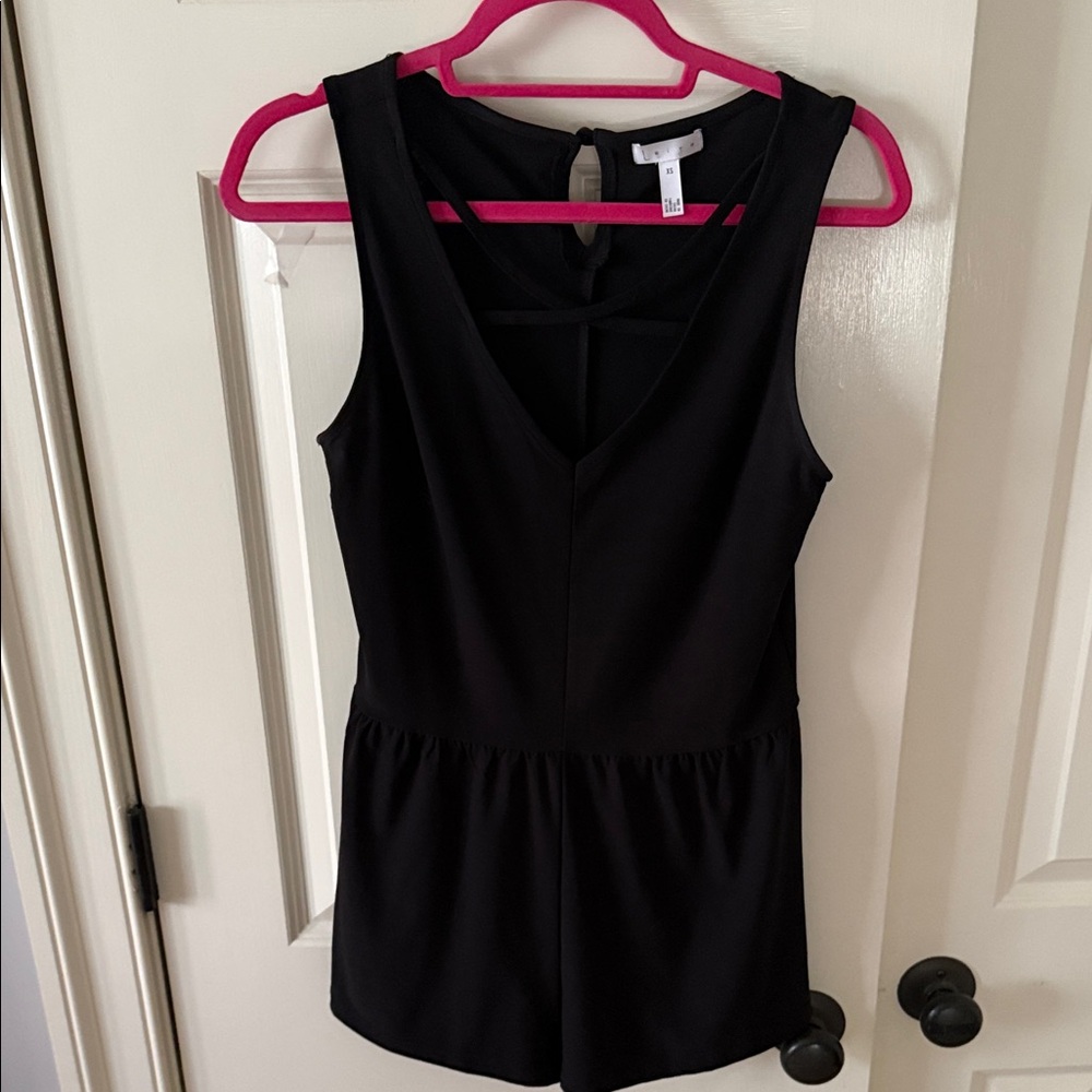 Black Sleeveless V-Neck Romper